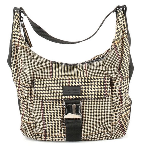 Ralph Lauren Houndstooth Hobo Shoulder Bag